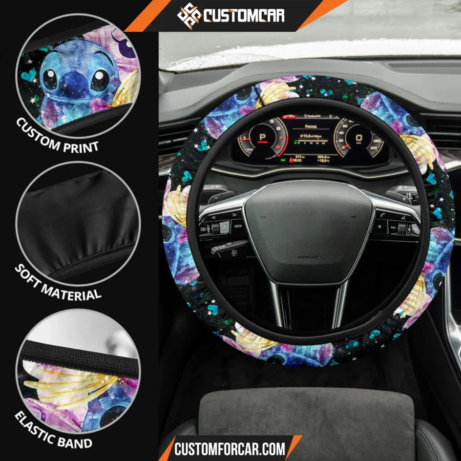 Stitch And Angel Steering Wheel Cover Cartoon Car