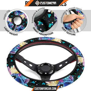 Stitch And Angel Steering Wheel Cover Cartoon Car