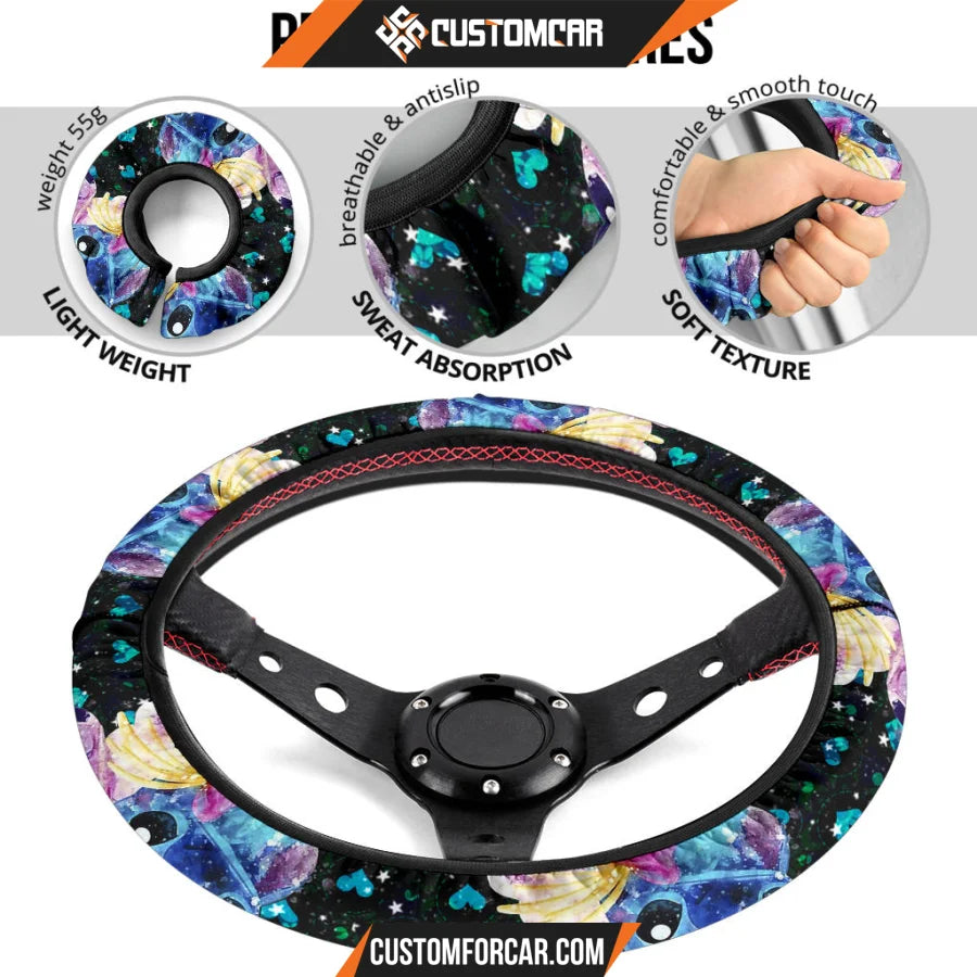 Stitch And Angel Steering Wheel Cover Cartoon Car