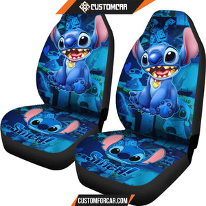 Stitch Blue Car Seat Covers Stitch Cartoon Car Accessories 