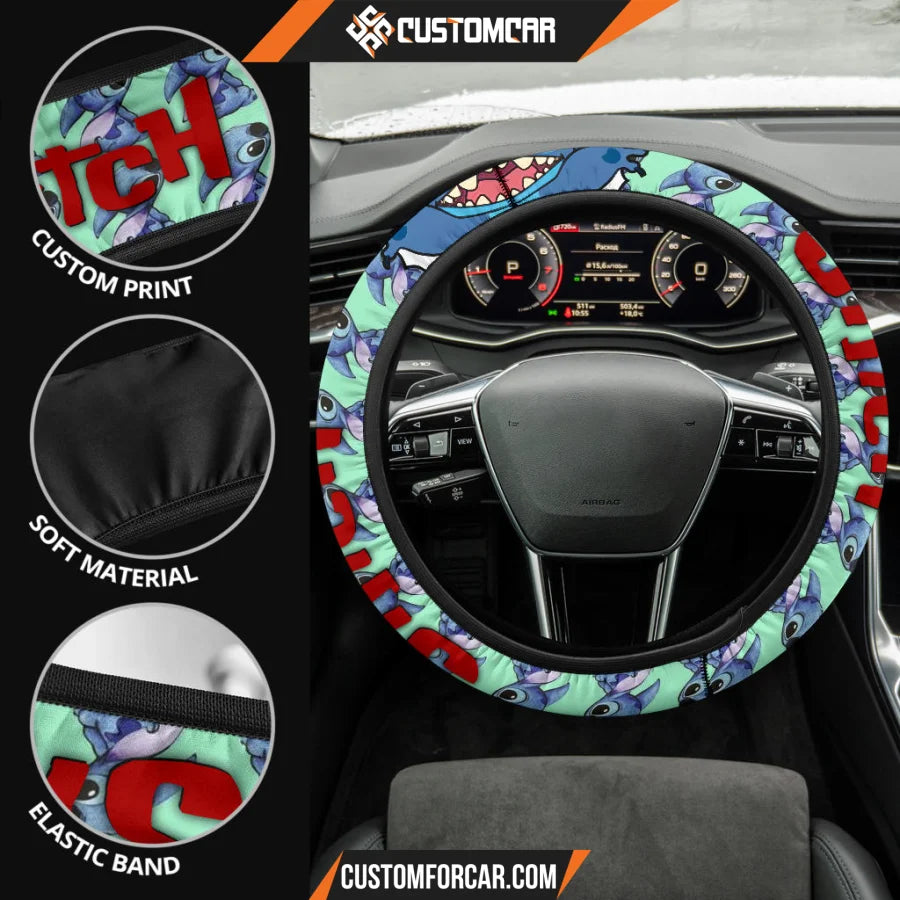 Stitch Steering Wheel Cover Cartoon Car Accessories Custom