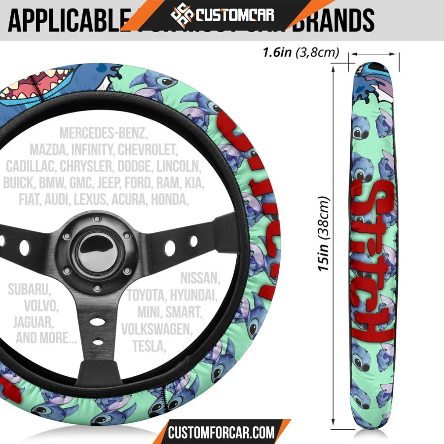 Stitch Steering Wheel Cover Cartoon Car Accessories Custom