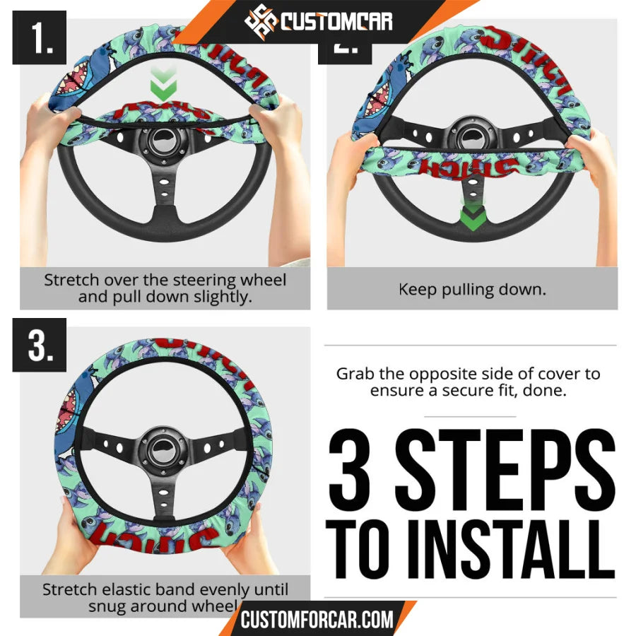Stitch Steering Wheel Cover Cartoon Car Accessories Custom