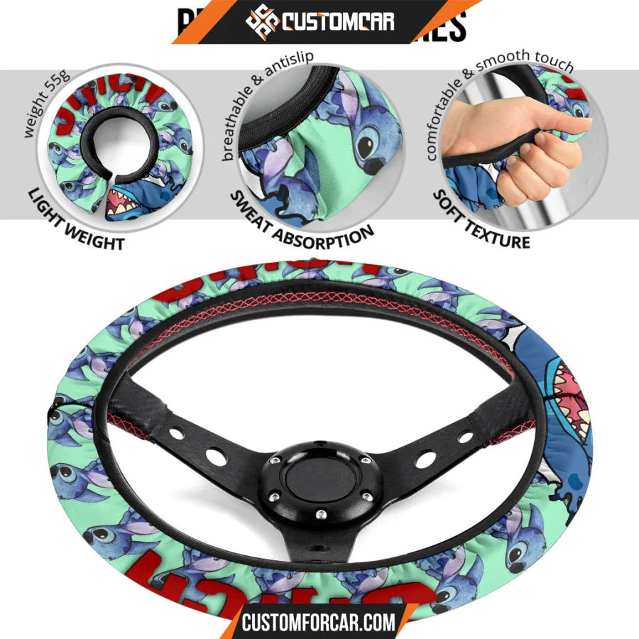 Stitch Steering Wheel Cover Cartoon Car Accessories Custom