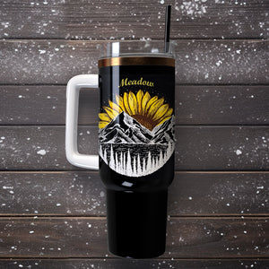 Sunflower Artwork Personalized 40oz Tumbler With Handle and Straw