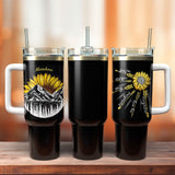 Sunflower Artwork Personalized 40oz Tumbler With Handle and Straw