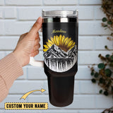 Sunflower Artwork Personalized 40oz Tumbler With Handle and Straw