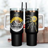 Sunflower Artwork Personalized 40oz Tumbler With Handle and Straw