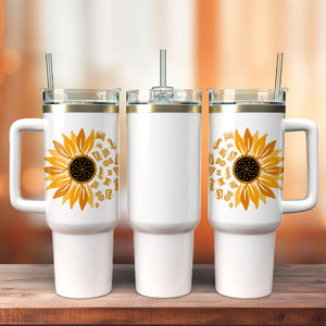 Sunflower Colorful Personalized 40oz Tumbler With Handle and Straw