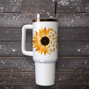 Sunflower Colorful Personalized 40oz Tumbler With Handle and Straw