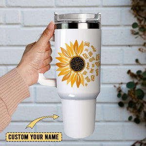 Sunflower Colorful Personalized 40oz Tumbler With Handle and Straw