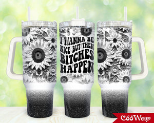 Sunflowers Personalized 40oz Tumbler With Handle and Straw