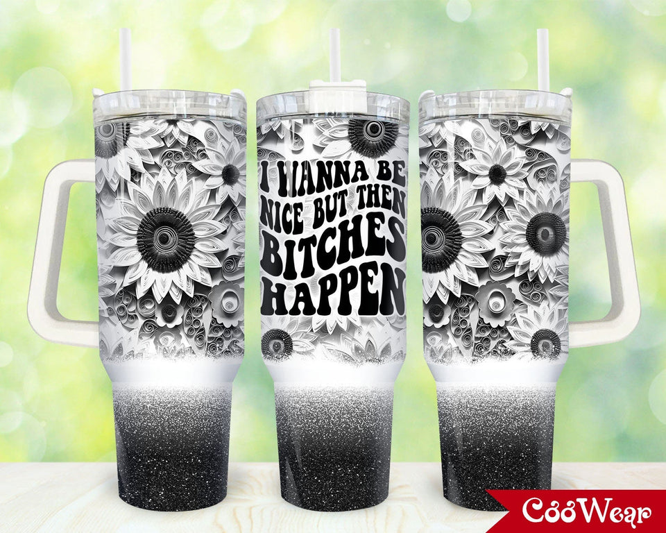 Sunflowers Personalized 40oz Tumbler With Handle and Straw