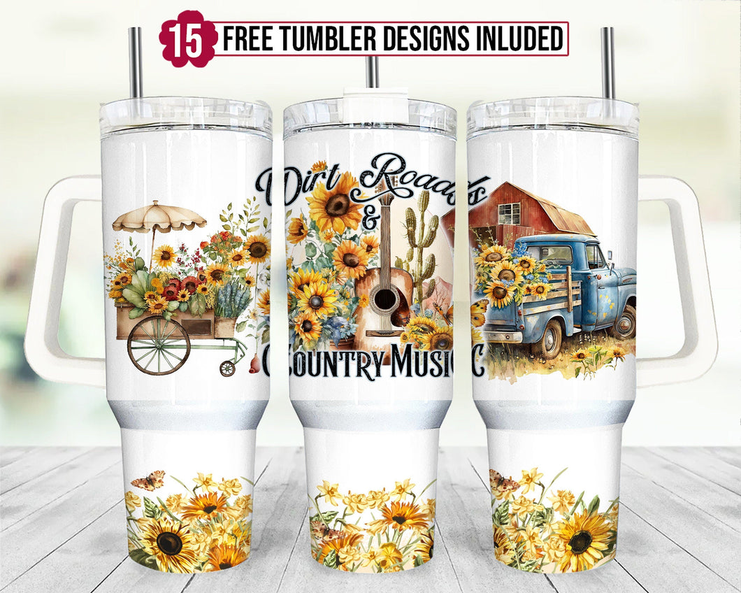 Sunflowers Personalized 40oz Tumbler With Handle and Straw