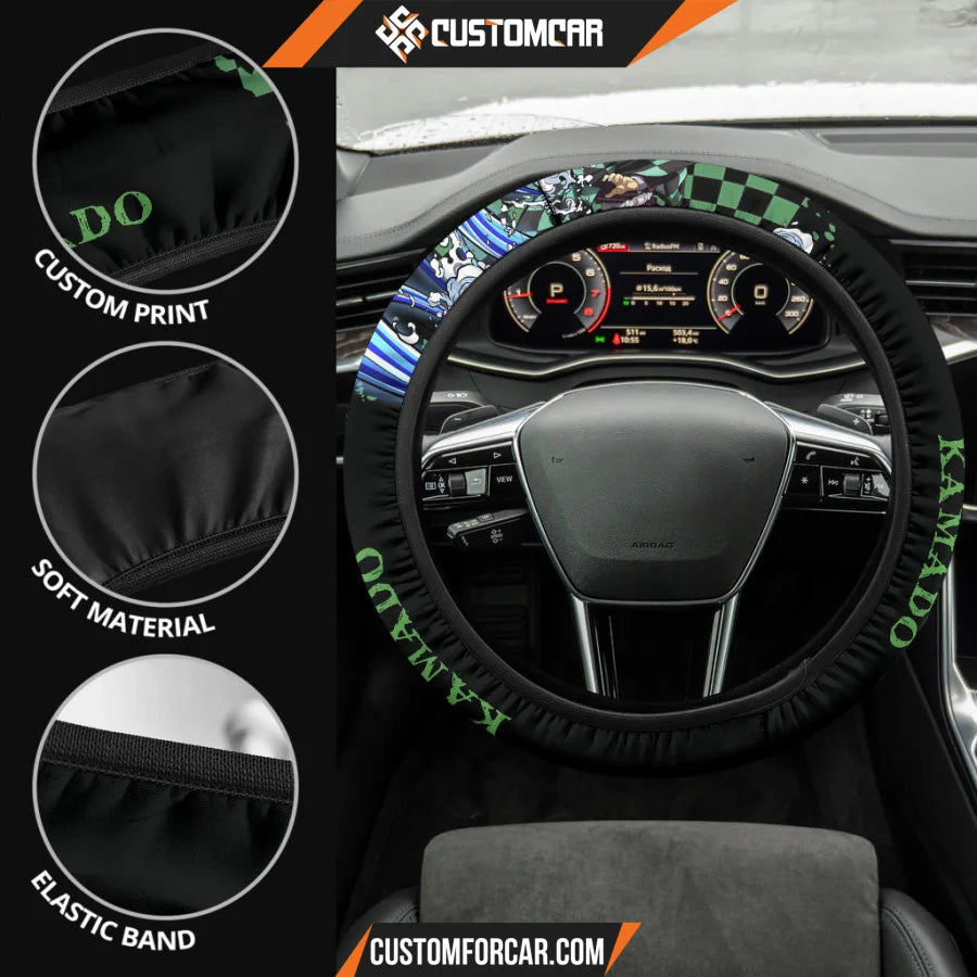 Tanjiro Kamado Demon Slayer Steering Wheel Cover Anime Car