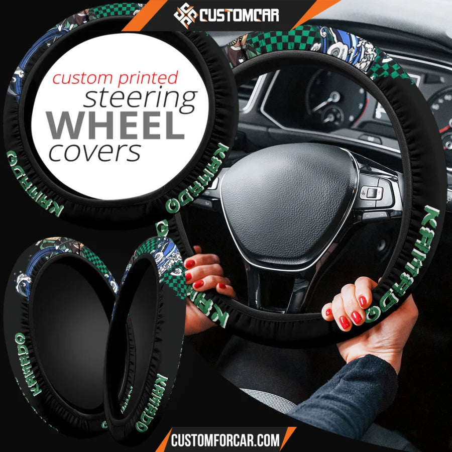 Tanjiro Kamado Demon Slayer Steering Wheel Cover Anime Car