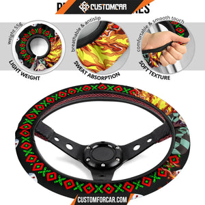 Tanjiro Kamado Demon Slayer Steering Wheel Cover Anime Car