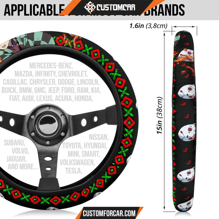 Tanjiro Kamado Demon Slayer Steering Wheel Cover Anime Car