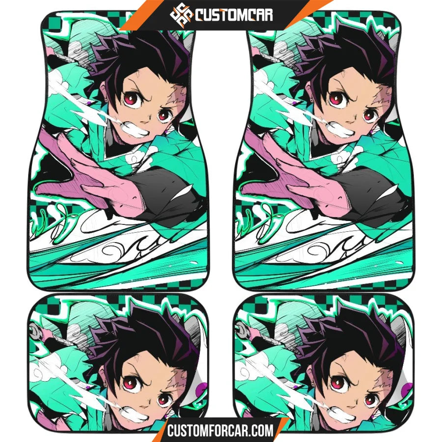 Tanjiro Pattern Car Floor Mats Demon Slayer Anime Chapters 