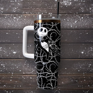 The Nightmare Before Christmas Cartoon Personalized 40oz Tumbler With Handle and Straw