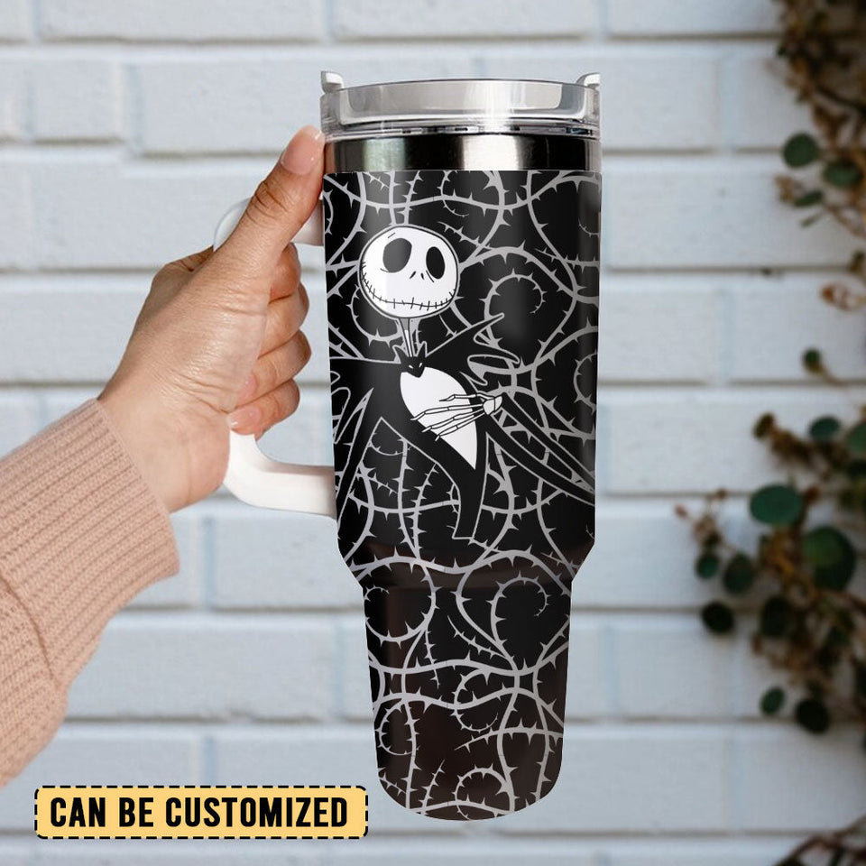 The Nightmare Before Christmas Cartoon Personalized 40oz Tumbler With Handle and Straw