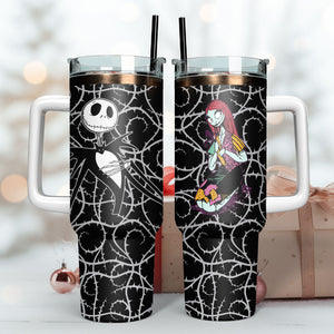 The Nightmare Before Christmas Cartoon Personalized 40oz Tumbler With Handle and Straw