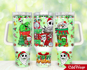 The Nightmare Before Christmas Cartoon Personalized 40oz Tumbler With Handle and Straw