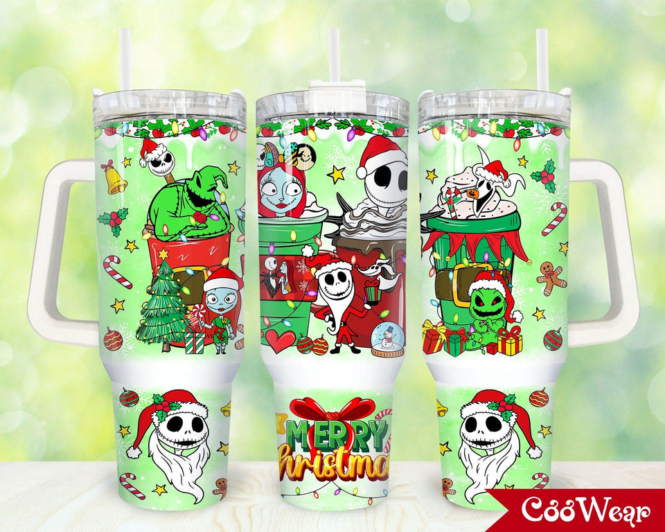 The Nightmare Before Christmas Cartoon Personalized 40oz Tumbler With Handle and Straw