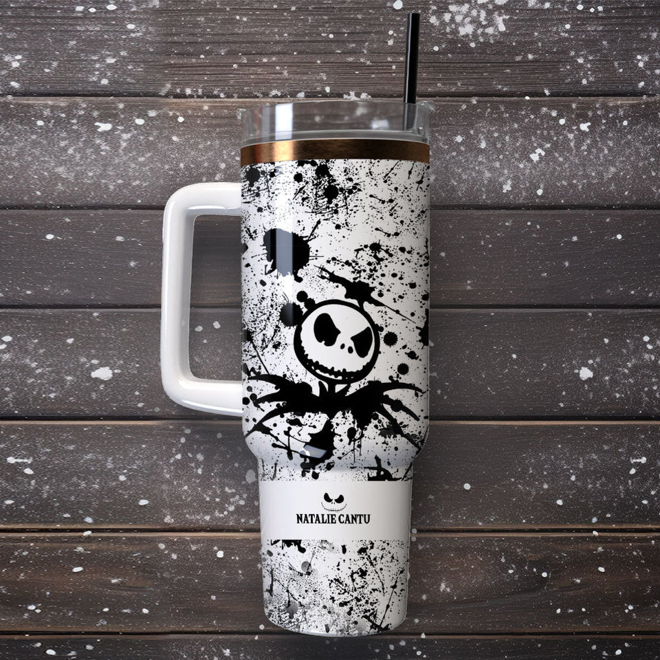 The Nightmare Before Christmas Cartoon Personalized 40oz Tumbler With Handle and Straw