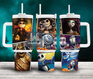 The Nightmare Before Christmas Cartoon Personalized 40oz Tumbler With Handle and Straw