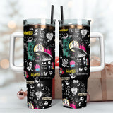 The Nightmare Before Christmas Movie And Blink 182 Music Personalized 40oz Tumbler With Handle and Straw