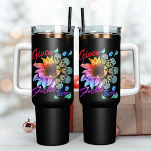 Tie Dye Sunflower Skull Artwork Personalized 40oz Tumbler With Handle and Straw