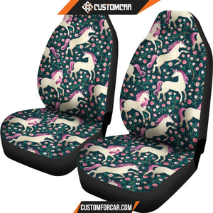 Unicorn Floral Pattern Print Universal Fit Car Seat covers 