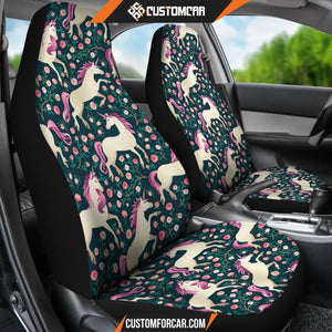 Unicorn Floral Pattern Print Universal Fit Car Seat covers 