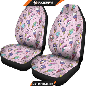 Unicorn Ice Cream Cone Pattern Print Universal Fit Car Seat 