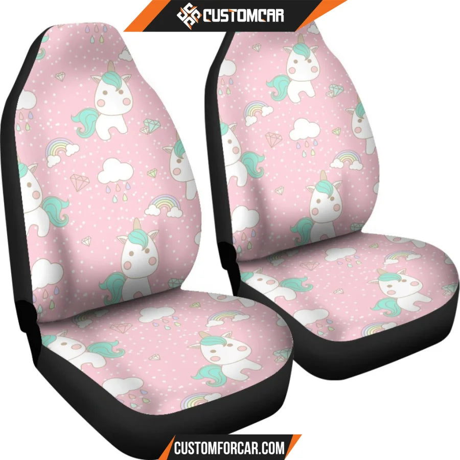 Unicorn Pink Pattern Print Universal Fit Car Seat covers Car