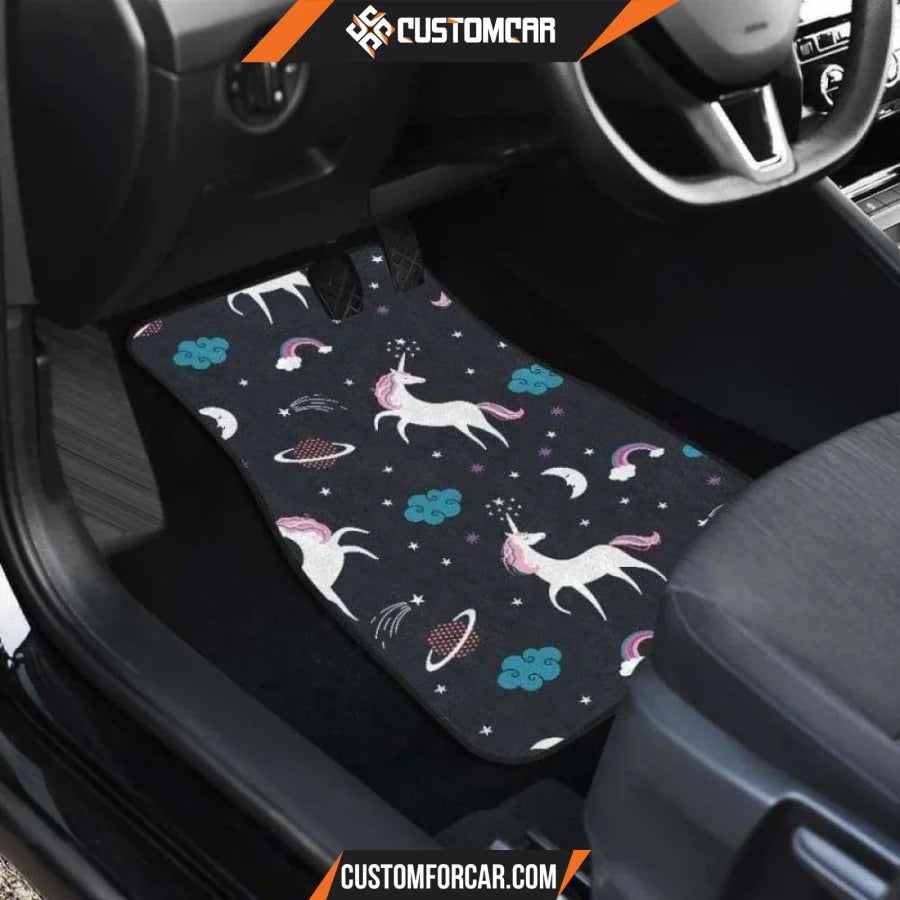 Unicorn Rainbows Moon Clound Star Pattern Front And Back Car
