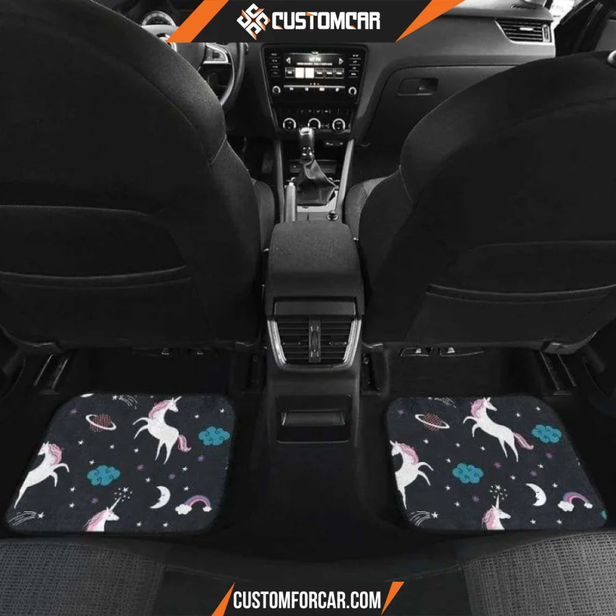 Unicorn Rainbows Moon Clound Star Pattern Front And Back Car