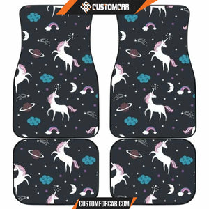 Unicorn Rainbows Moon Clound Star Pattern Front And Back Car