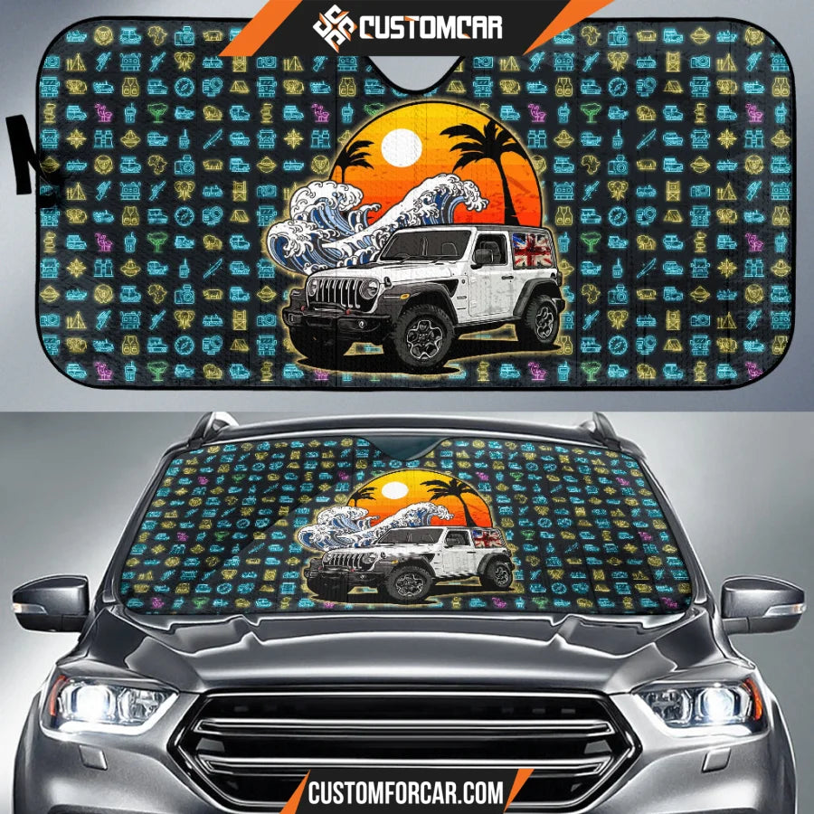 White Jeep Retro Car Sun Shade Hobby Car Accessories Custom