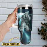 Wolf Artwork Personalized 40oz Tumbler With Handle and Straw