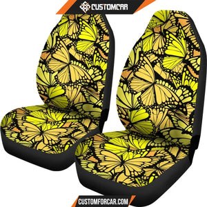 Yellow Monarch Butterfly Pattern Print Universal Fit Car 
