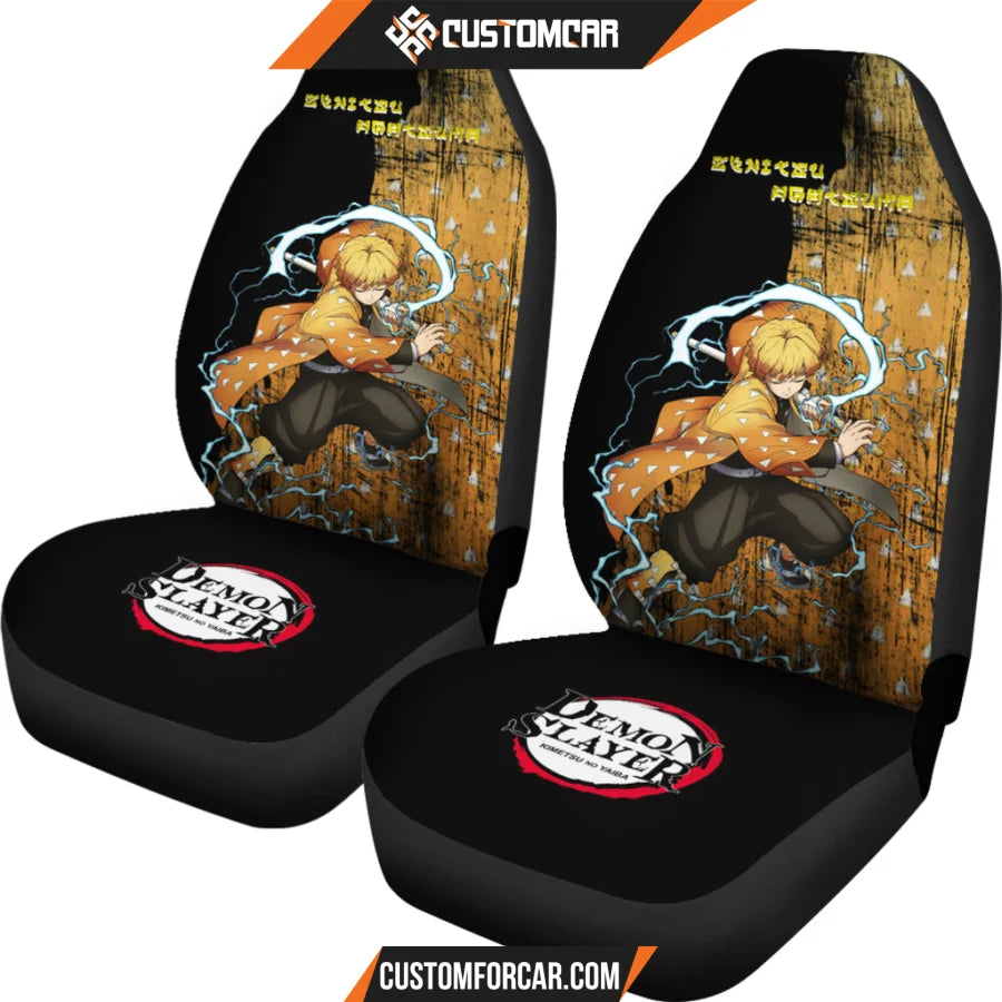 Zenitsu Agatsuma Demon Slayer Car Seat Covers Anime Car