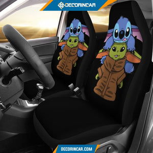 Baby Yoda And Stitch Cute Disney Cartoon Car Seat Covers 