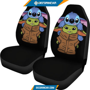 Baby Yoda And Stitch Cute Disney Cartoon Car Seat Covers 