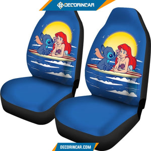 Cute Ariel And Stitch Disney Princess Car Seat Covers 
