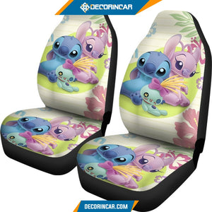 Cute Stitch Love Car Seat Covers Disney Cartoon Car Decor 