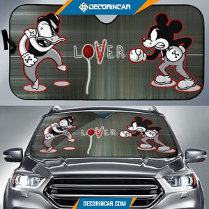 Disney Cartoon Car Sunshade | Donald Vs Mickey Boxing Black 