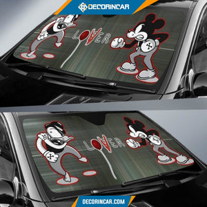 Disney Cartoon Car Sunshade | Donald Vs Mickey Boxing Black 