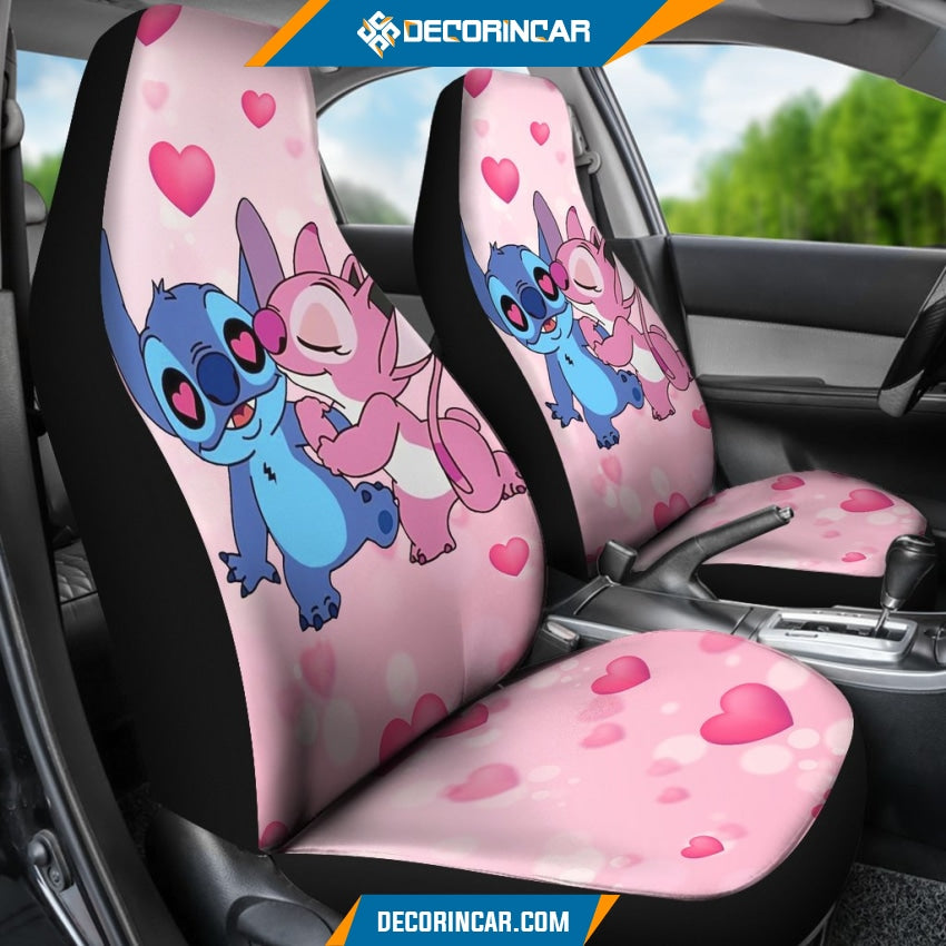 Disney Cartoon Stitch Love Car Seat Covers Funny Gift Ideas 